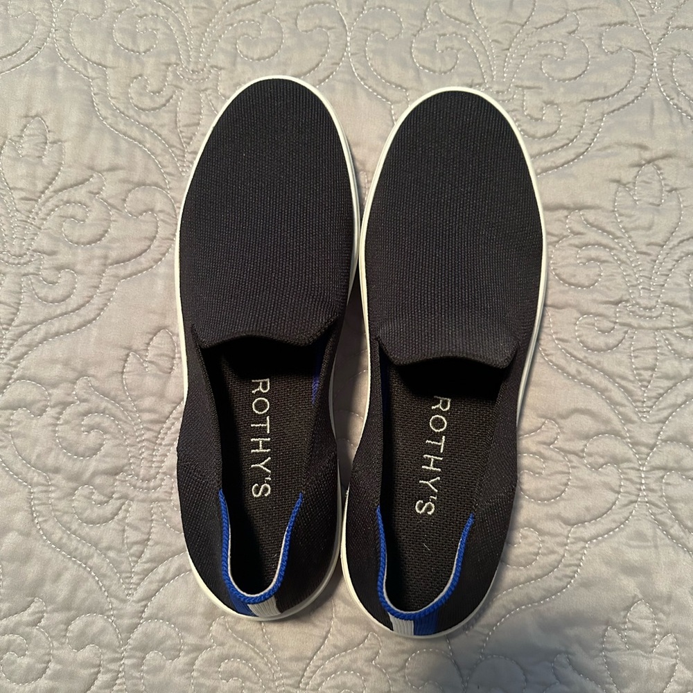 Rothy's women’s black and Blue Slip-On Loafers